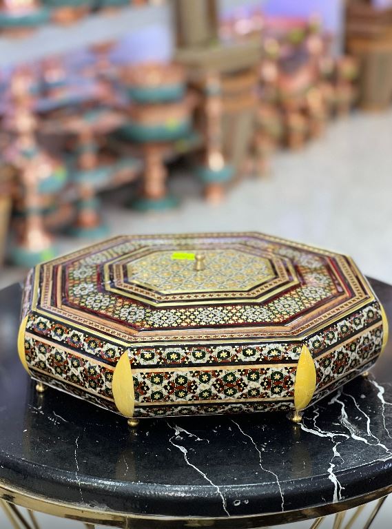 شکلات خوری پایه برنجی خاتم کاری اعلا
