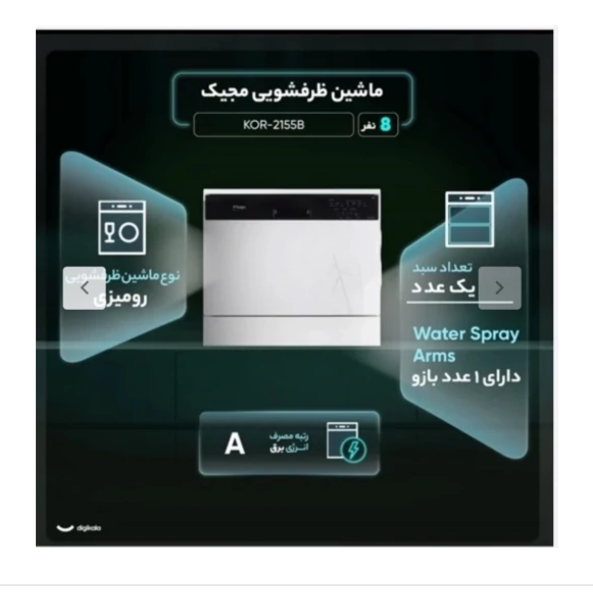 ماشین ظرفشویی رومیزی مجیک اصل کره مدل kor-2155/2185