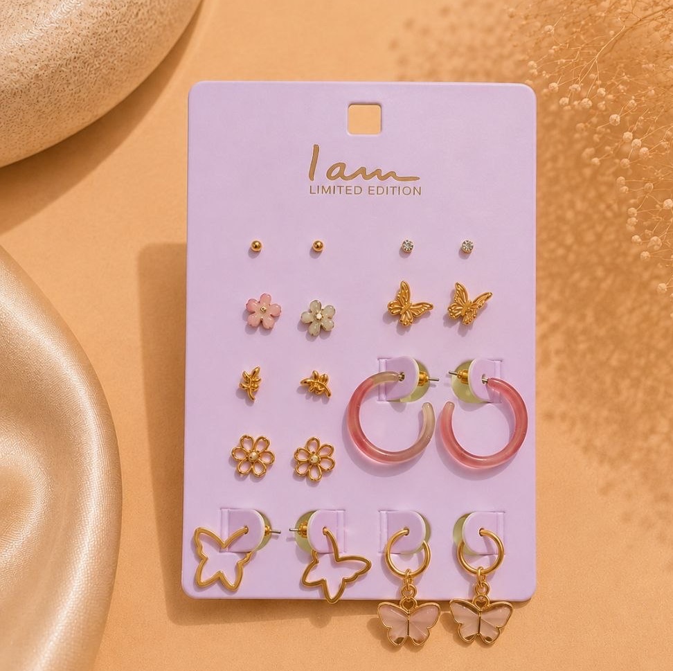 گوشواره فانتزی پک 9جفتی
