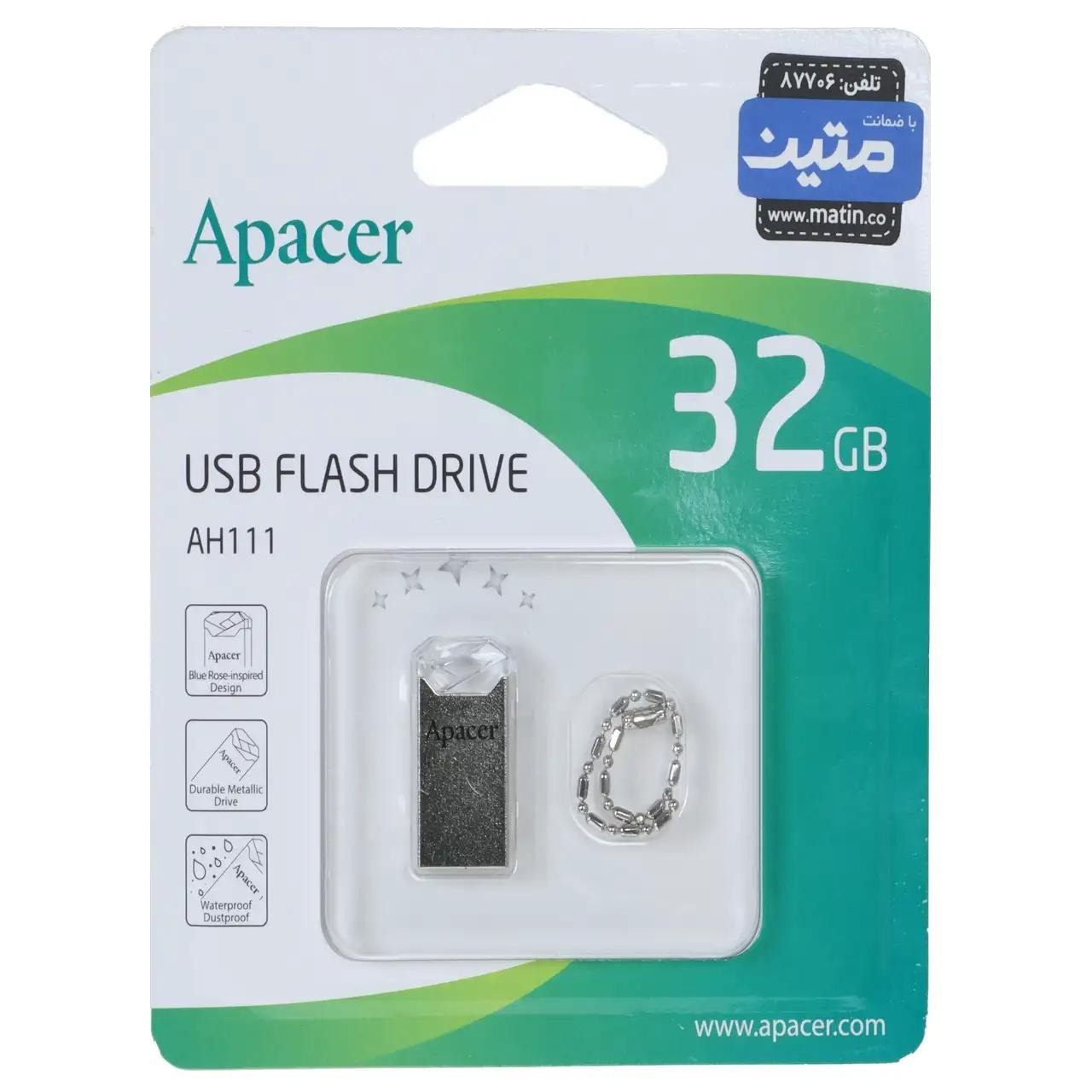 فلش 32GB USB2 Apacer AH111نقره ای