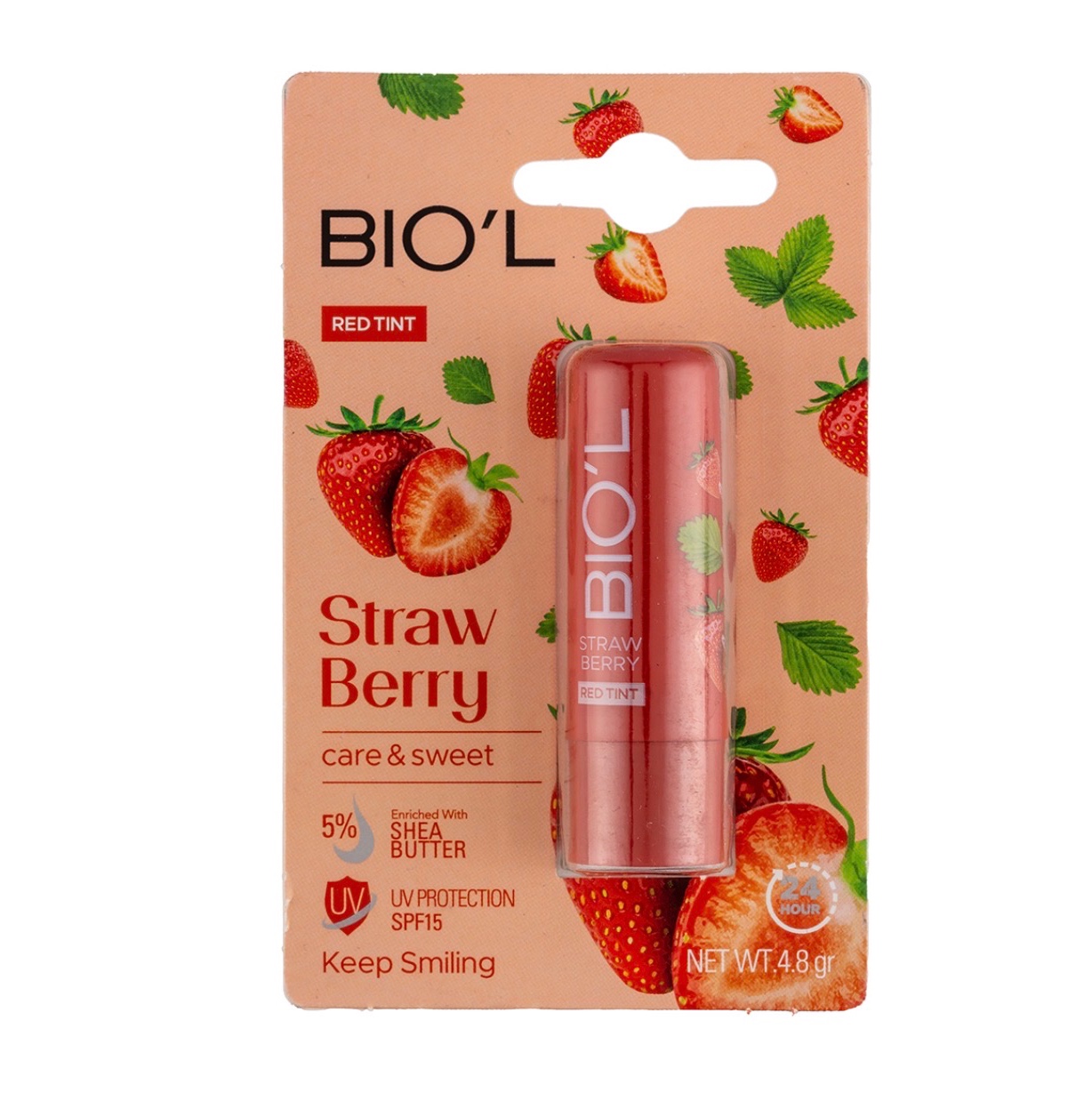 بالم لب رنگی بیول مدل Straw Berry با SPF15