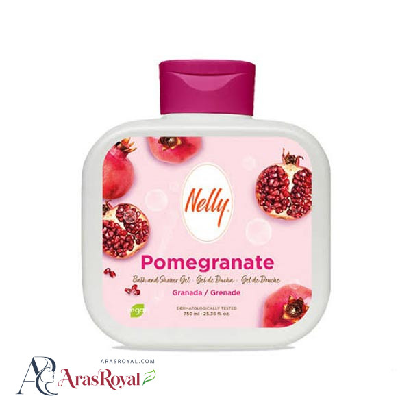 شامپو بدن و شاور ژل نلی Nelly رایحه انار POMEGRANATE حجم 750 میل