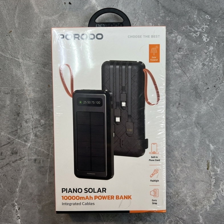 پاوربانک خورشیدی پرودو (porodo) مدل piano solar ظرفیت 10000