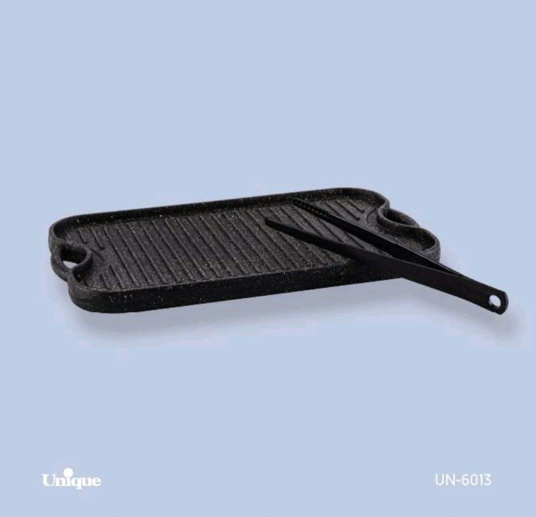 تابه چدن مستطیل بزرگ بدون چوب با انبر یونیک کد UN-6013 (پس کرایه)