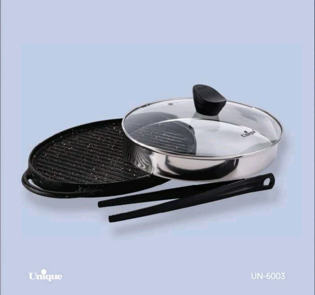 تابه گریل چدن گرد بزرگ بدون چوب یونیک کد UN-6003 (پس کرایه)