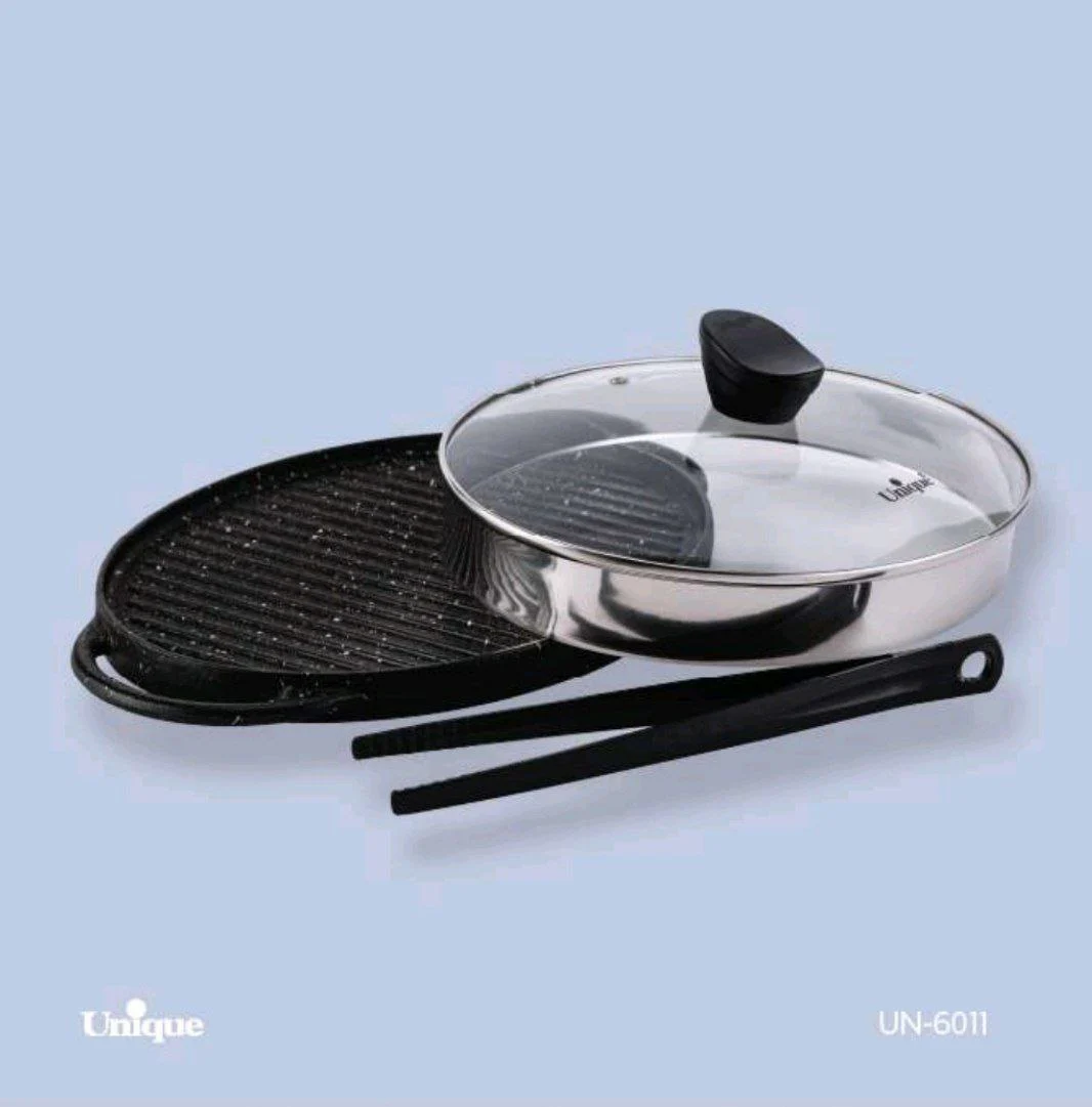 تابه گریل چدن بیضی بدون چوب یونیک کد UN-6011 (پس کرایه)
