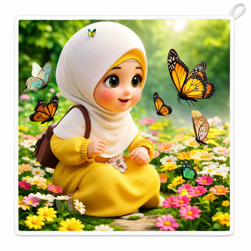 حوله دست و صورت مدل دخترک 3 طرح دستمال سایز 3131 سانتی متر
