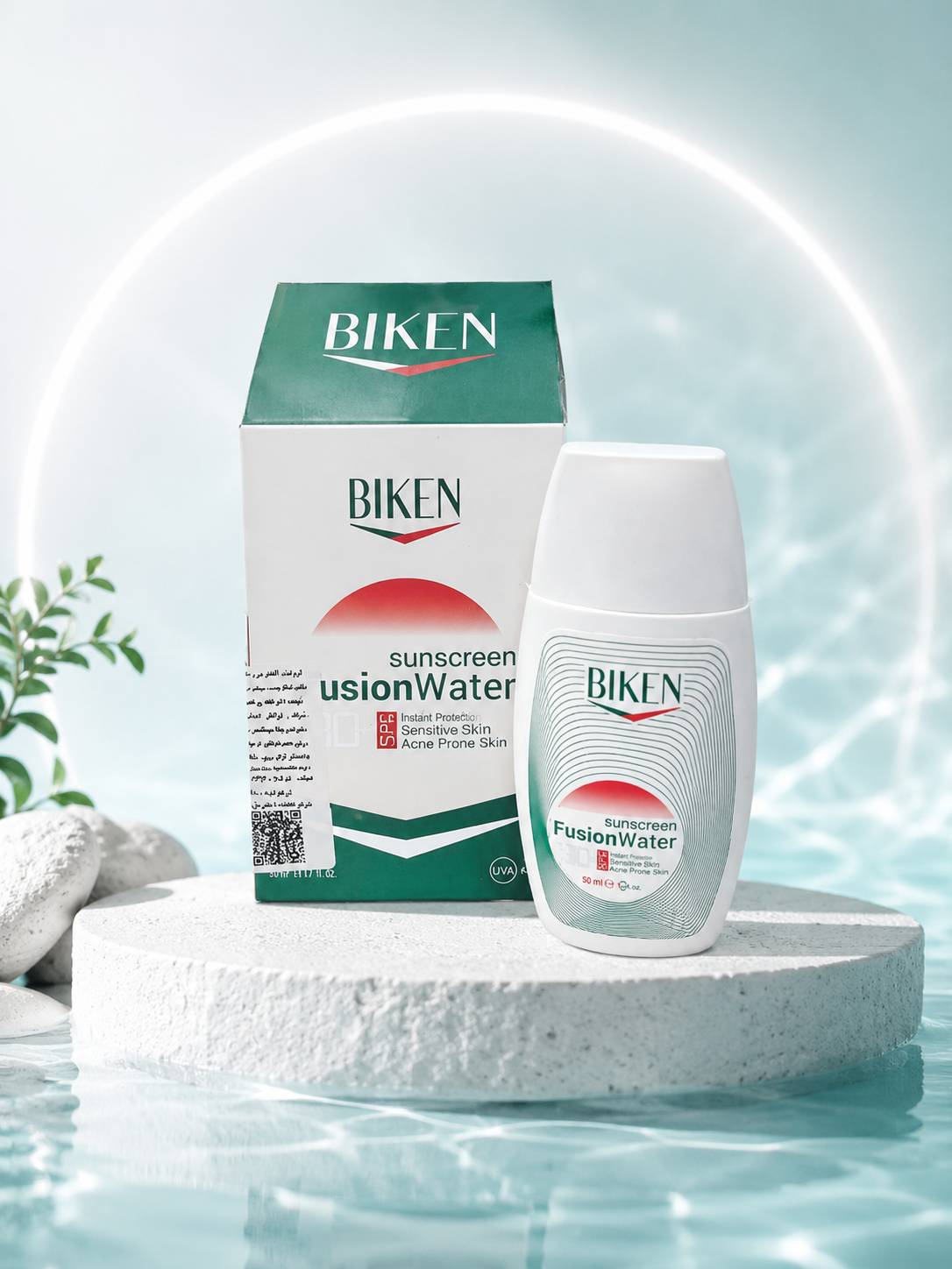 کرم ضد آفتاب بدون رنگ بیکن SPF30 مدل فیوژن واتر مناسب انواع پوست حجم 50 میلیلیتر