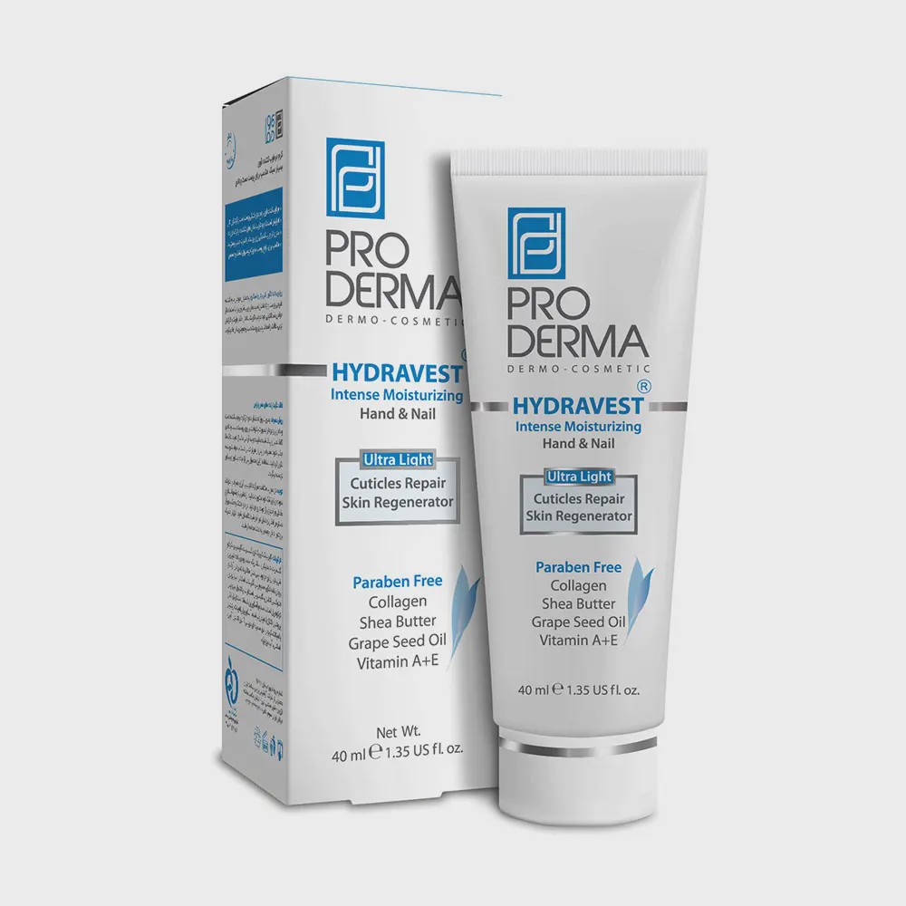 کرم مرطوب کننده قوی دست و ناخن پرودرما Pro Derma Hydravest Intense Moisturizing Hand Nail Cream 40 ml