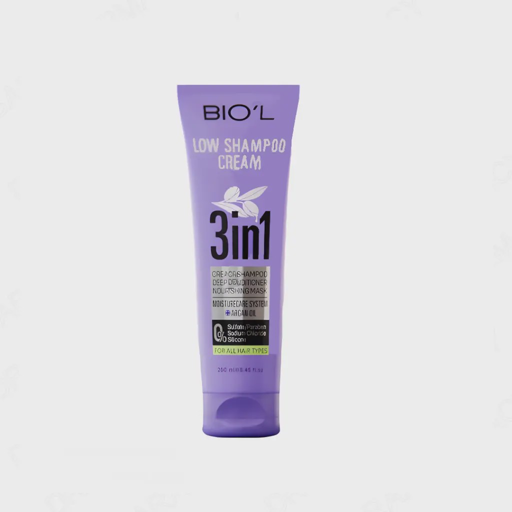 شامپو نرم کننده کرمی مو بیول 3 در 1 تیوپی Biol Low Shampoo Cream