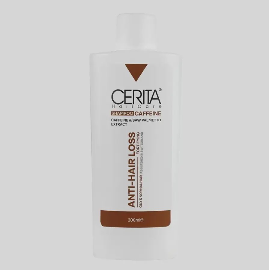 شامپو کافئین سریتا ضدریزش و تقویت کننده موهای چرب و معمولی Cerita Anti Hair Loss Caffeine Shampoo 200ml