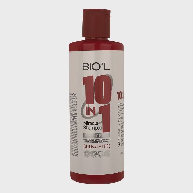 شامپو 10 کاره بیول فاقد سولفات مناسب انواع مو حجم 400 میلی لیتر Biol 10in1 Sulfate Free Shampoo 400 ml
