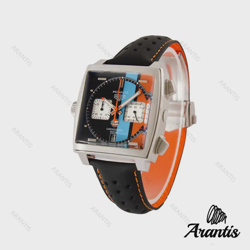 ساعت تگ هویر موناکو مردانه بندچرم مشکی m-2414