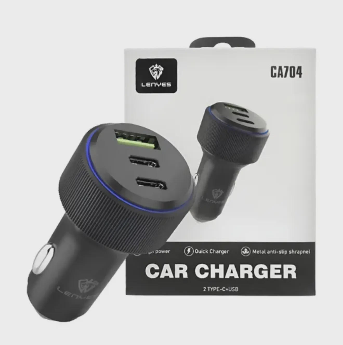 شارژر فندکی فست شارژر 3 پورت 66W لنییس مدل C704 همراه با گارانتی شرکتی