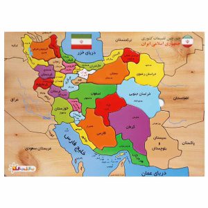 پازل نقشه ایران 24 تکه مقوایی مدل پشت وایت بردی