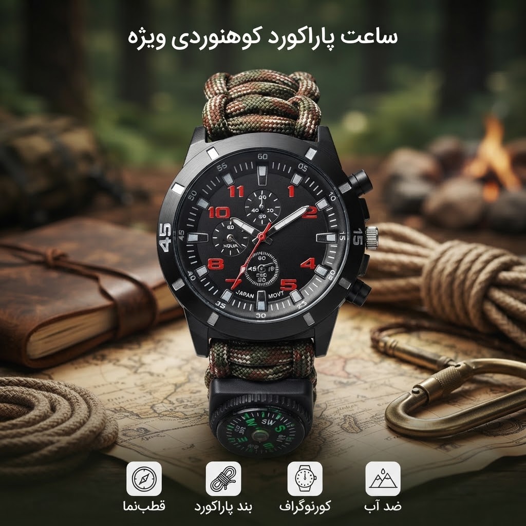 ساعت پاراکورد تاکتیکال استتار سبز
