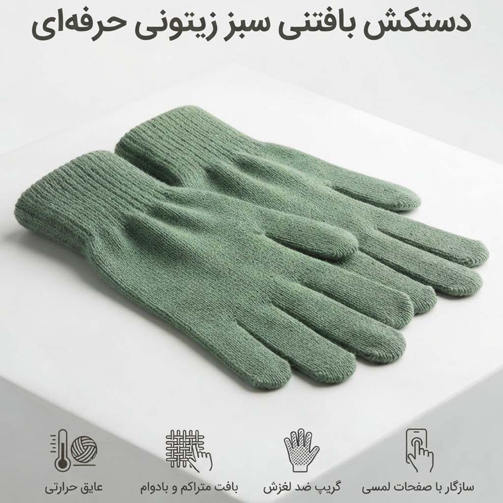 دستکش بافتنی سربازی سبز