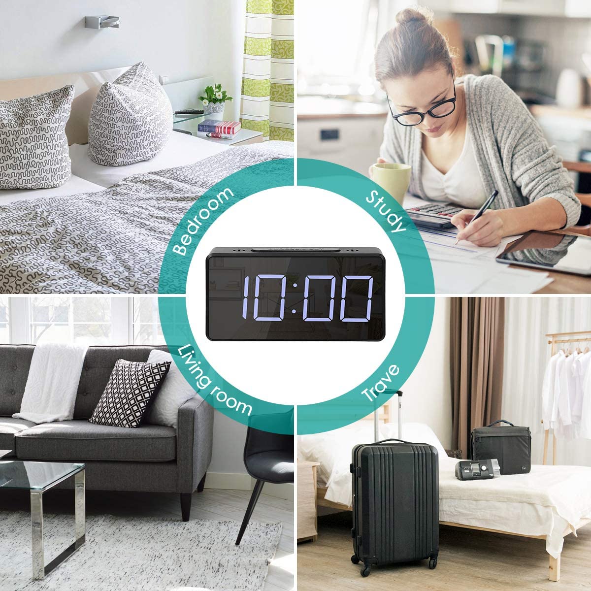 ساعت رومیزی دیجیتال زنگ دار آینه ای MSC-8039