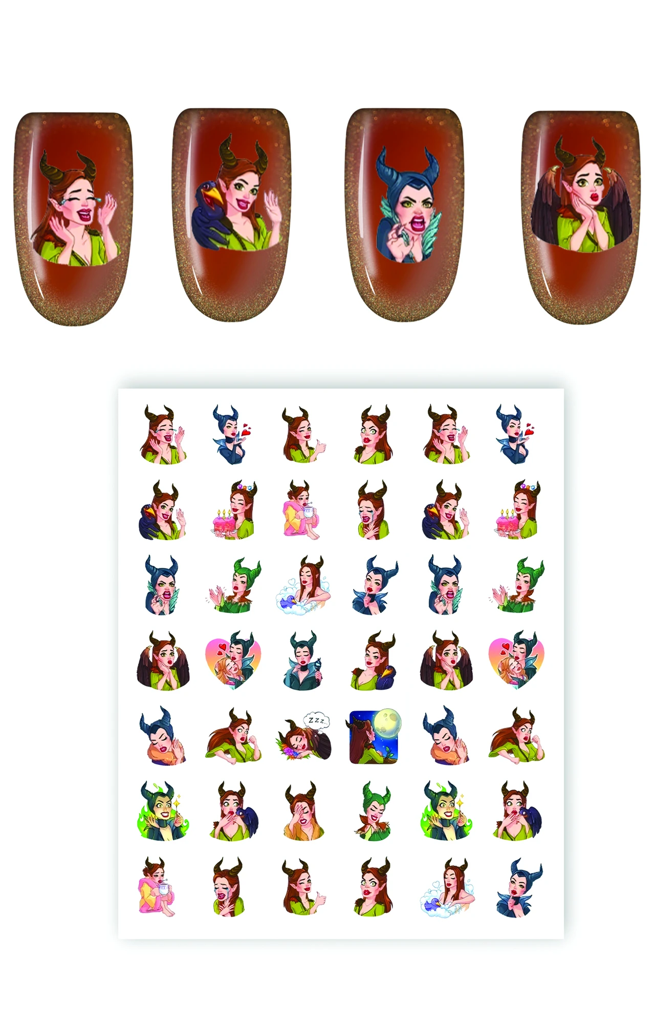 استیکر ناخن طرح مالفیسنت Maleficent کد 3857