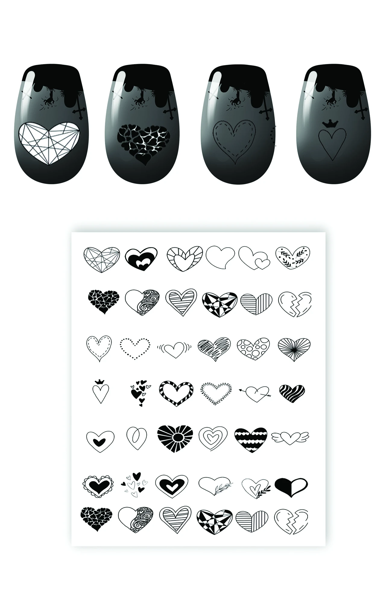 استیکر ناخن طرح قلب heart کد 3812
