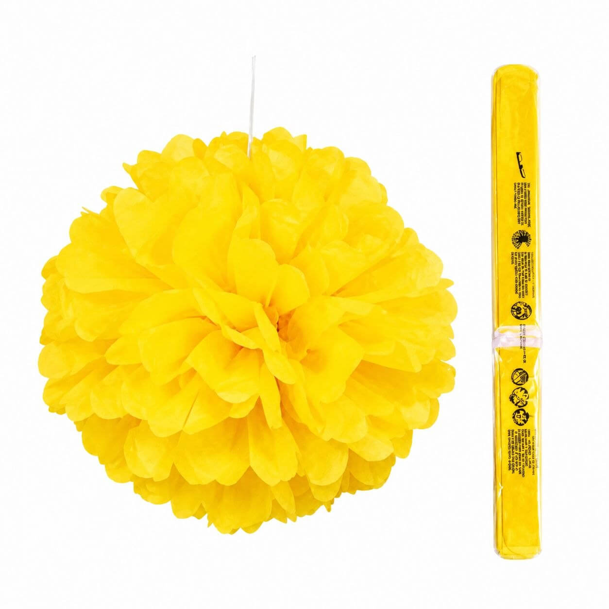آویز گل کاغذی رنگ زرد قطر 40سانت