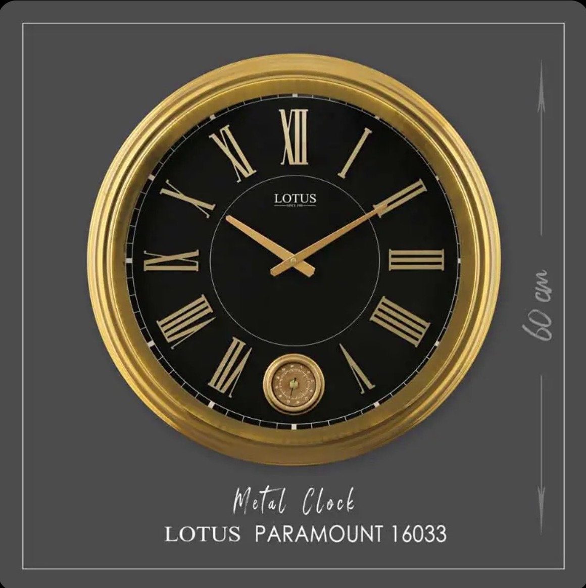ساعت دیواری فلزی پارامونت طلایی M-16033-PARAMOUNT