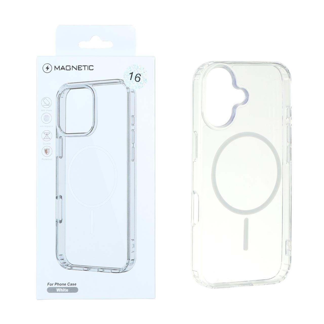 قاب اورجینال Magnetic دور ژله ای MagSafe مدل Apple iPhone 16 - سفید (پک دار)