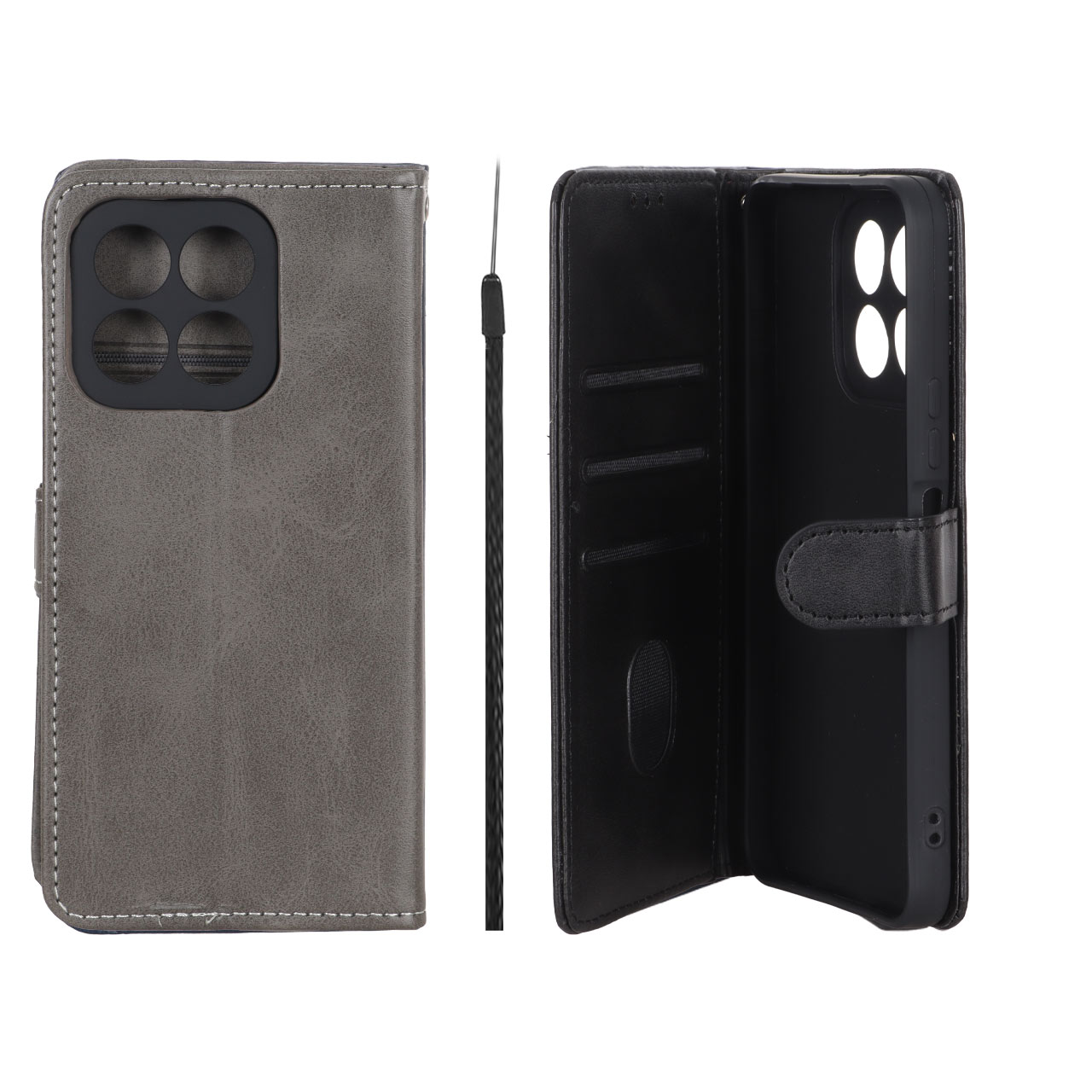 کیف موبایل مگنتی Crystal داخل مخمل Honor X6b - طوسی