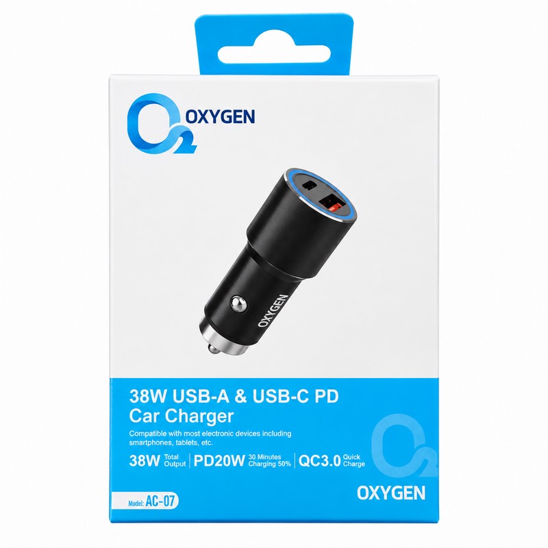 شارژر فندکی اکسیژن AC-07 مدل 20 وات با کابل USB-C کد 140599