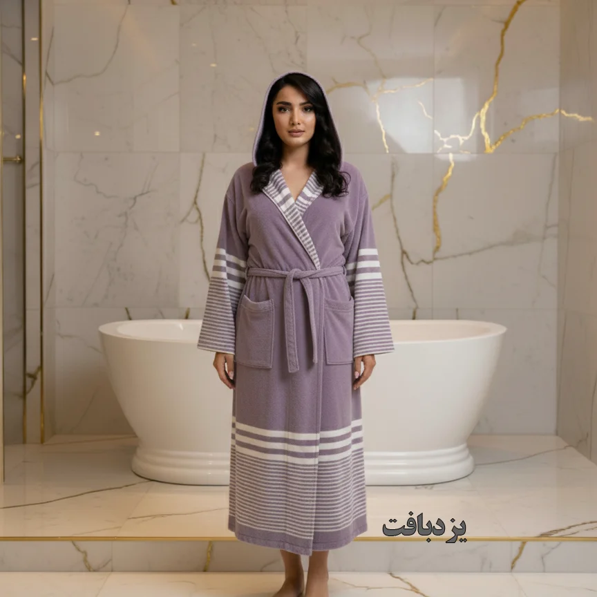 حوله تن پوش نخی یزدی رنگ یاسی