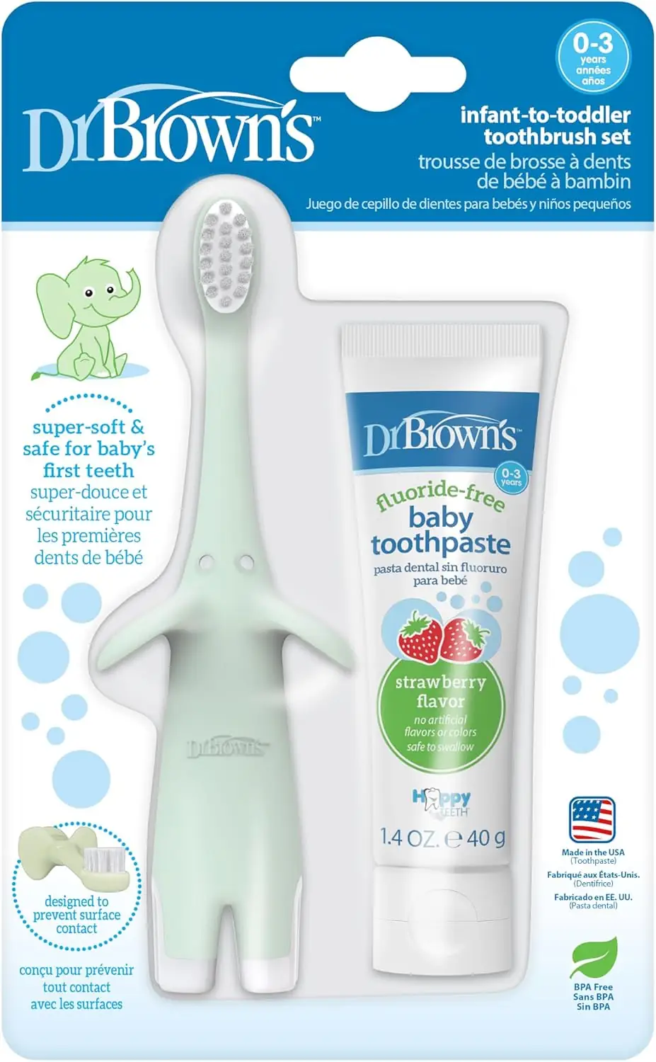 ست مسواک تمرینی نوزاد تا نوپا Dr. Brown's | Mint Elephant