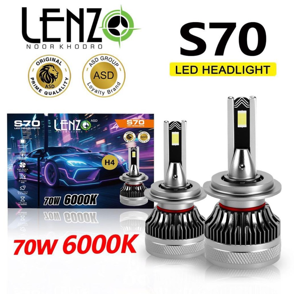 هدلایت لنزو S70 پایه H4 بسته دو عددی