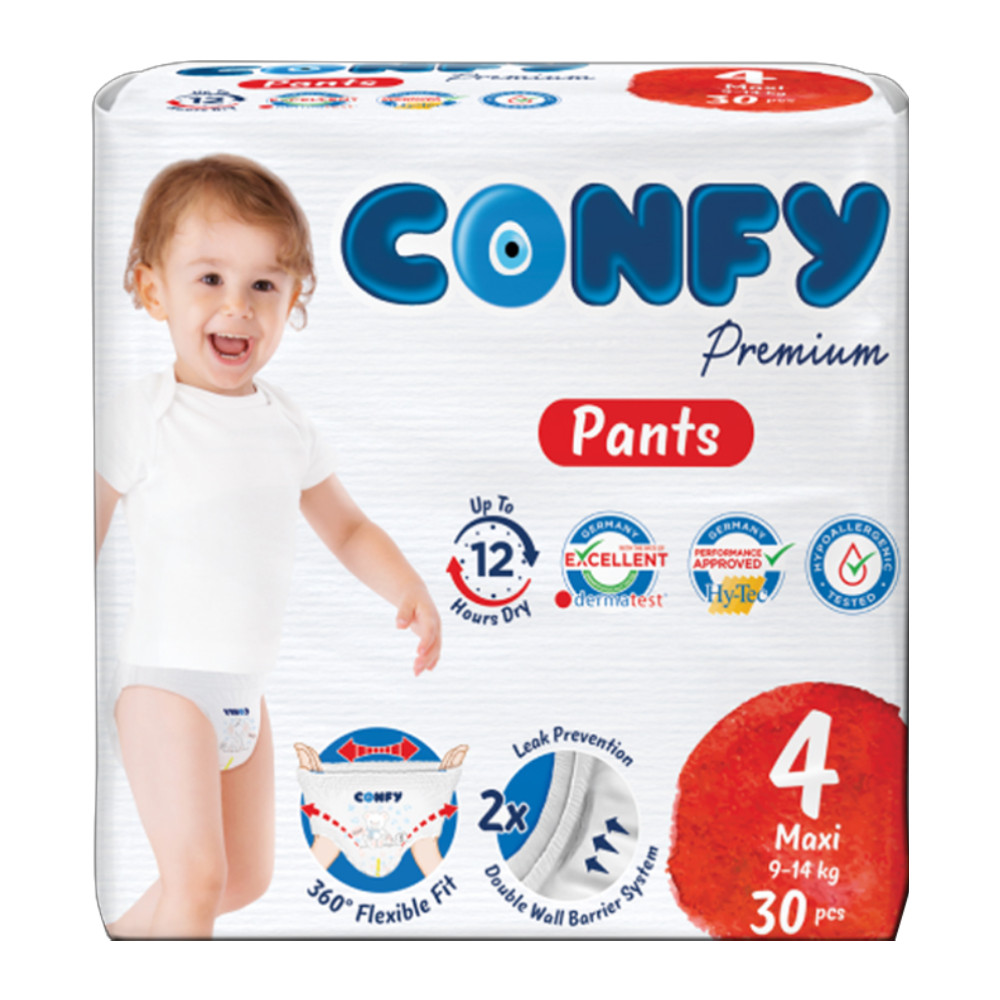 پوشک شرتی کانفی Confy مدل Maxi مناسب کودک وزن 9 تا 14 کیلوگرم بسته 30 عددی مدل 1