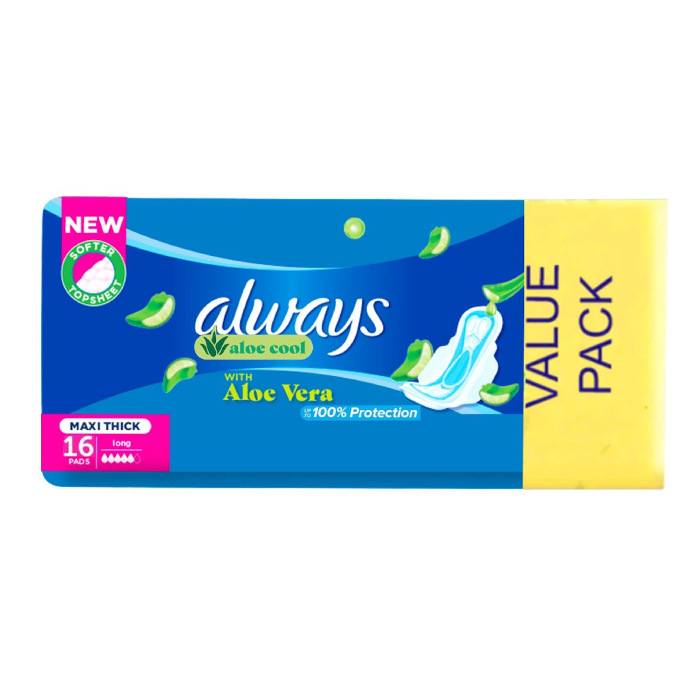 نوار بهداشتی آلویز Always مدل Aloe Cool حاوی عصاره آلوئه ورا بسته 16 عددی مدل 1