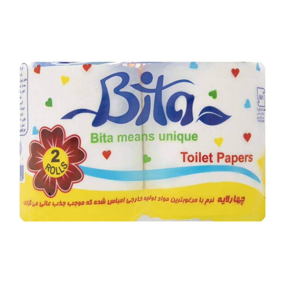 دستمال توالت رولی بیتا Bita چهار لایه جذب خیلی زیاد بسته 2 عددی مدل 1