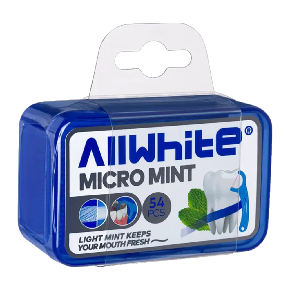 نخ دندان کمانی All White مدل Micro Mint با طعم نعنا بسته 54 عددی مدل 1