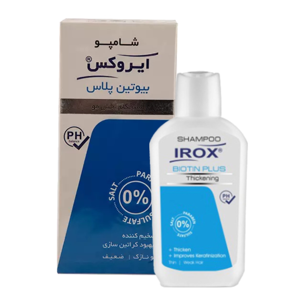 شامپو مو ایروکس Irox مدل Biotin Plus مناسب موهای نازک و ضعیف وزن 200 گرم