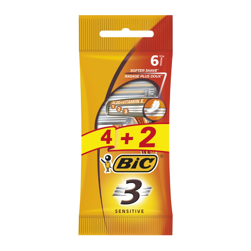 خودتراش بیک Bic مدل Sensitive جلوگیری از ایجاد حساسیت بسته 6 عددی مدل 1
