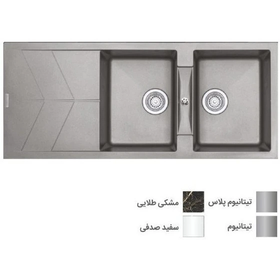 سینک ظرفشویی گرانیتی میکس پلاس مدل SG101 توکار 2 لگن مشکی طلایی