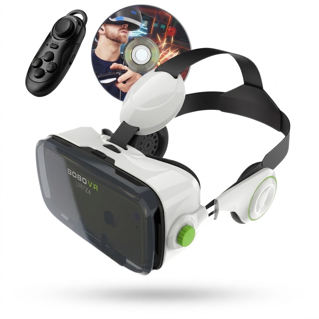 هدست واقعیت مجازی بوبو وی آر مدل BOBO VR Z4 به همراه دسته بازی و کنترلر بلوتوث و پکیج محتوایی واقعیت مجازی