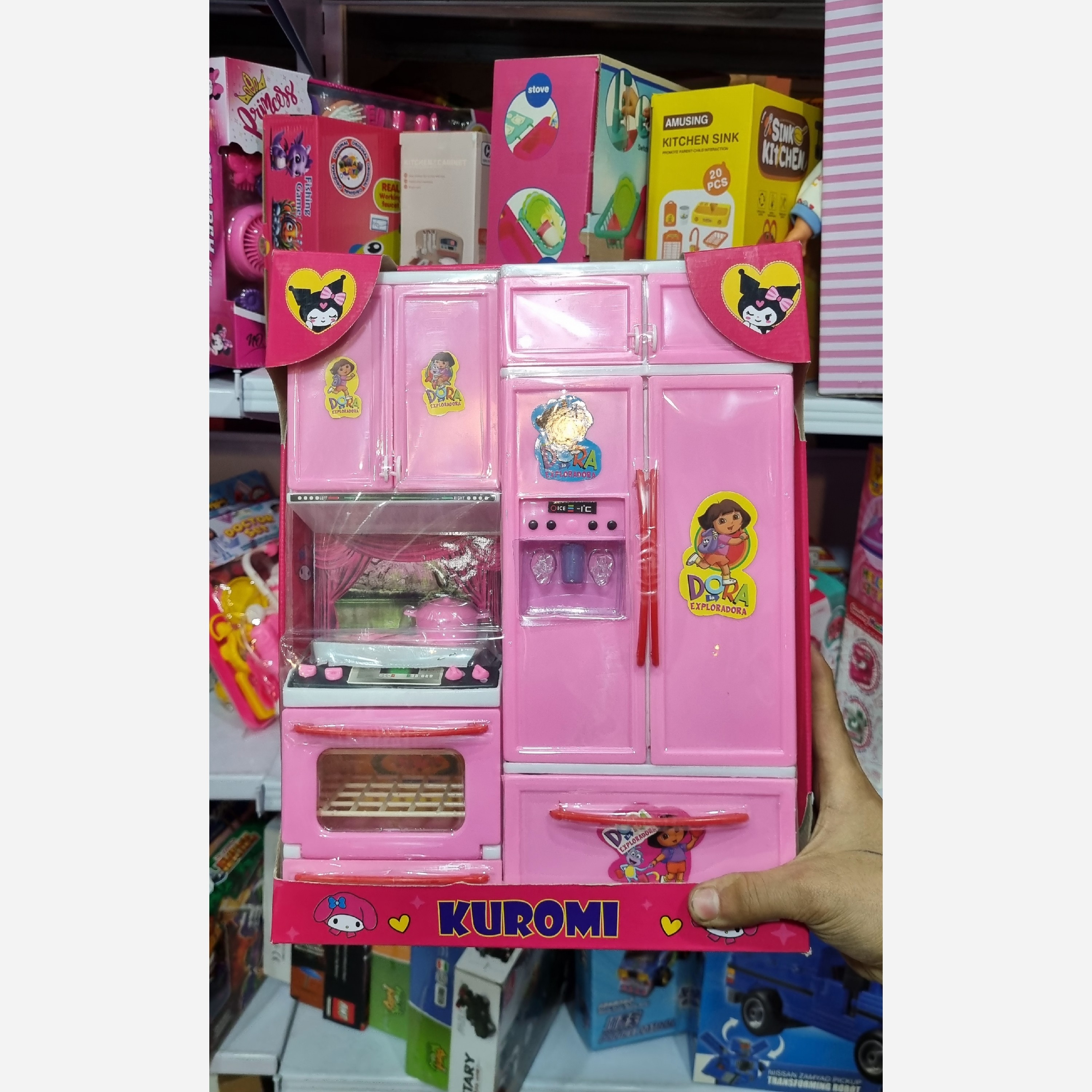 اسباب بازی ست آشپزخانه یخچال گاز و کابینت دورا 
