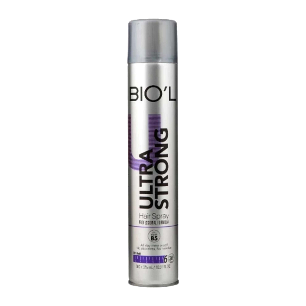 اسپری حالت دهنده موی سر Biol مدل Ultra Stong درجه سختی 6 حجم 500 میل