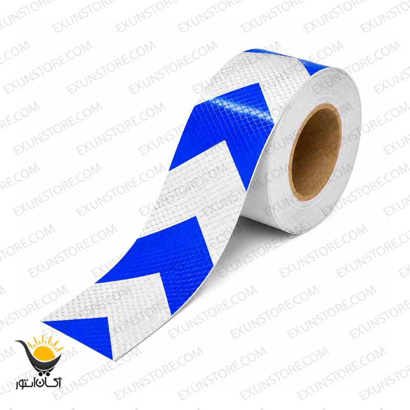 نوار هشدار شبرنگ رنگ آبی سفید