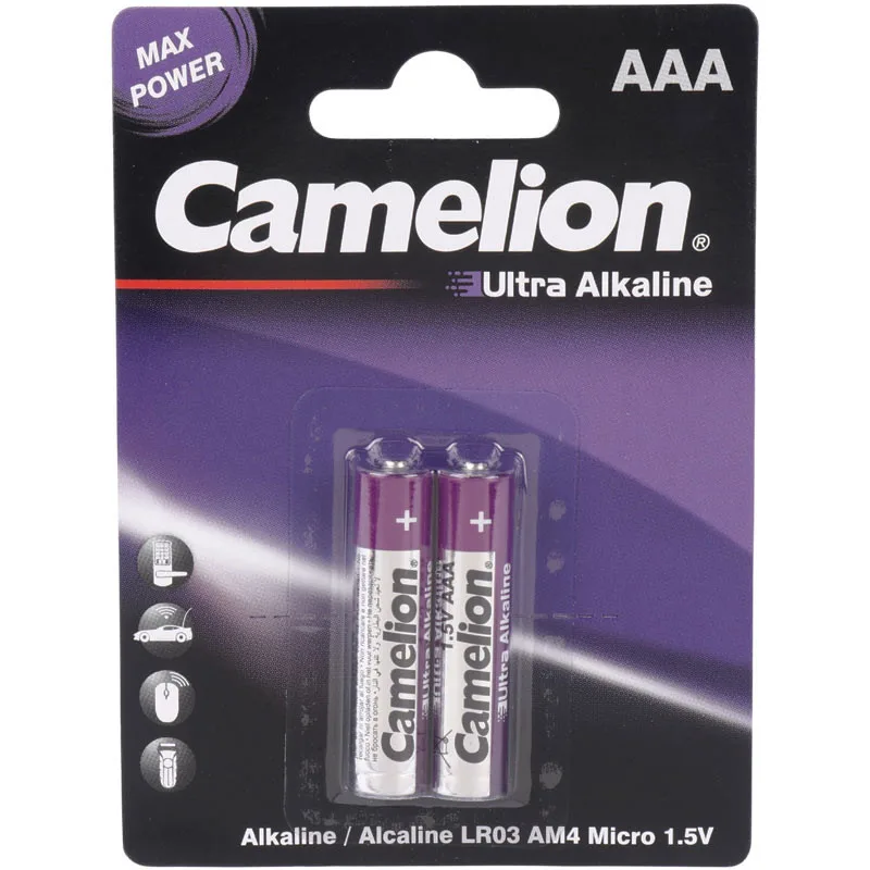 بسته 12 عددی باتری دوتایی نیم قلمی کملیون Ultra Alkaline LR03 AM4