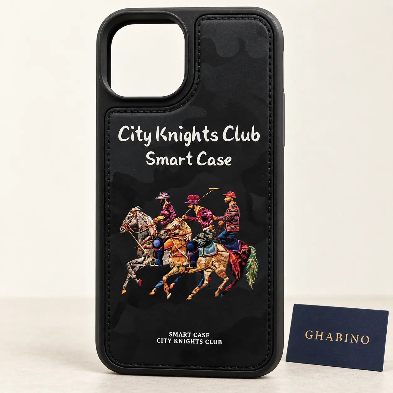 قاب آیفون 13 نرمال City Knights Club Smart Case مشکی طرح چرم سوارکاران چوگان