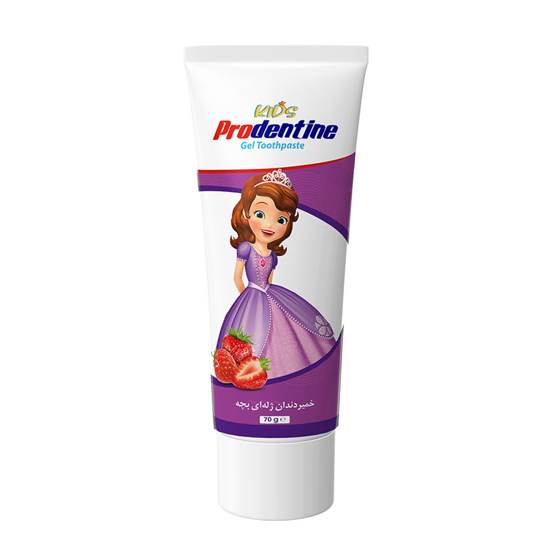 خمیر دندان ژلهای کودک پرودنتین مدل آبنبات چوبی طرح Sofia وزن 70 گرمProdentin Childrens Gel Toothpaste Lollipop Flavo...