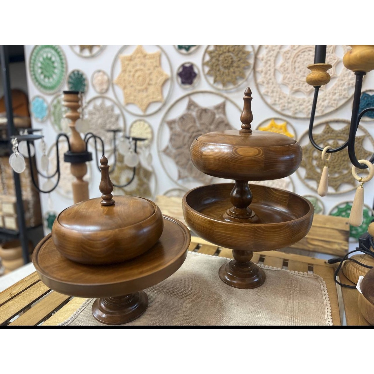 ست پایه دار پذیرایی چوبی لوکس