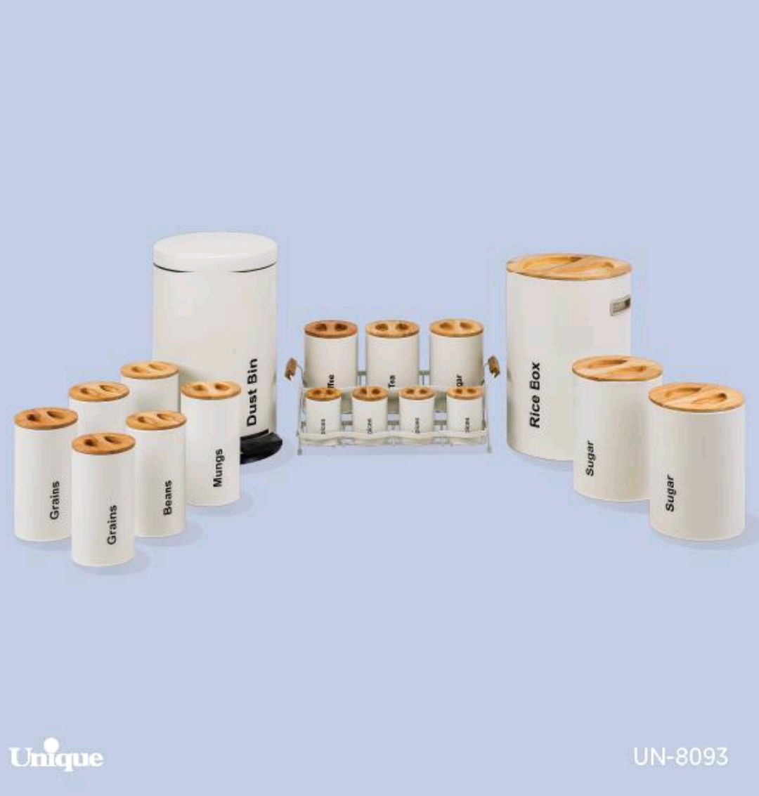 سرویس آشپزخانه 18 پارچه نباتی سنباده ای درب چوبی یونیک Unique کد UN-8093