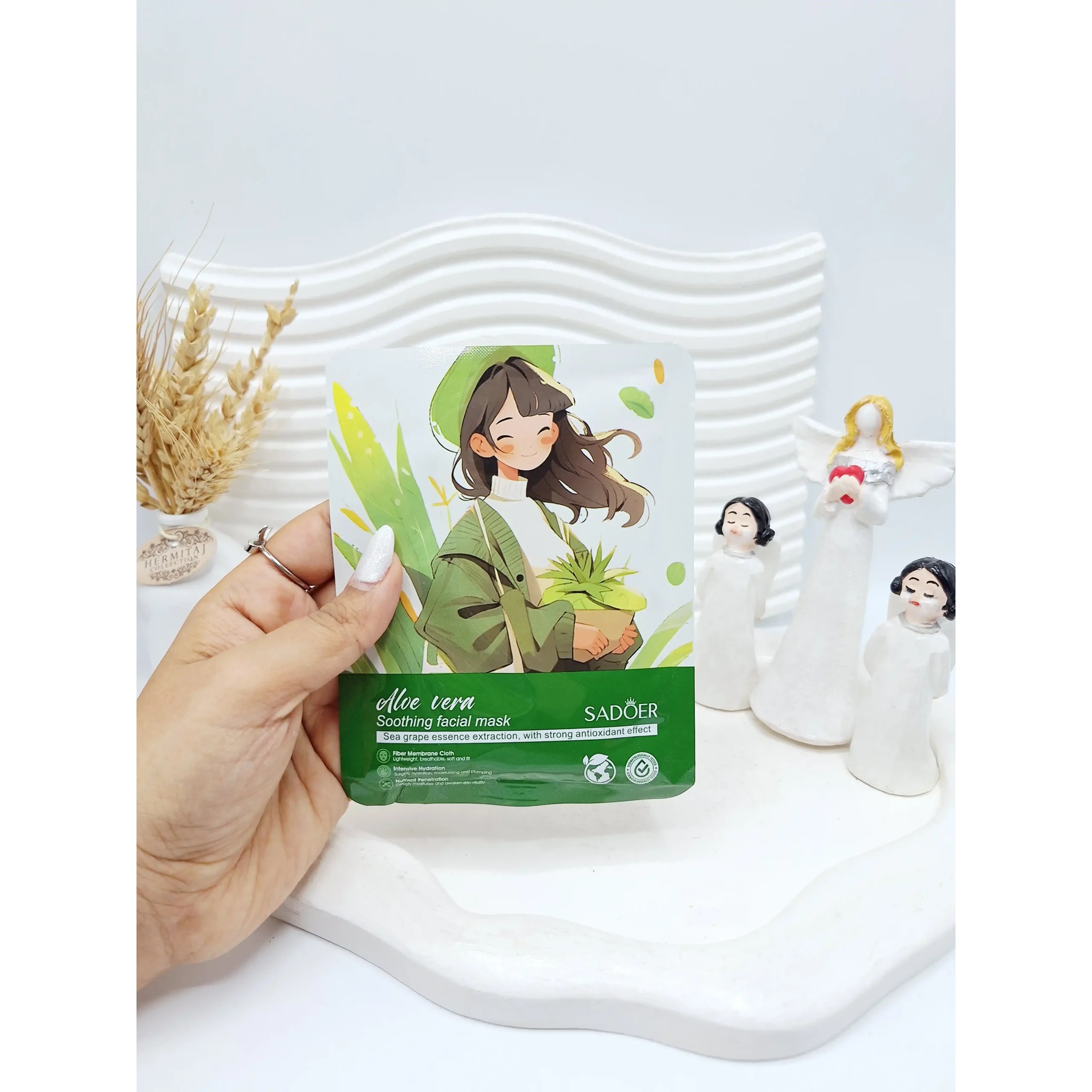 ماسک ورقه ای آبرسان رایحه آلوئه ورا طرح دختر برند SADOER کد 6452