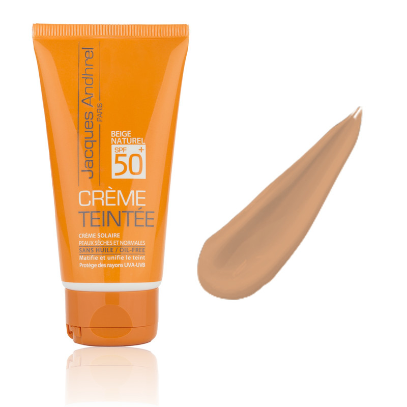 کرم ضد آفتاب رنگی ژاک آندرل پاریس SPF 50 مدل طبیعی محافظ UVAUVB مناسب برای پوست خشک حجم 50 میلیلیتر